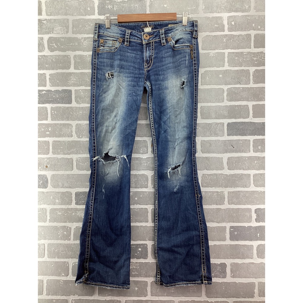 Silver Jeans Twisted Bootcut Distressed Medium Wash Low Rise W29 L33 L17513B464